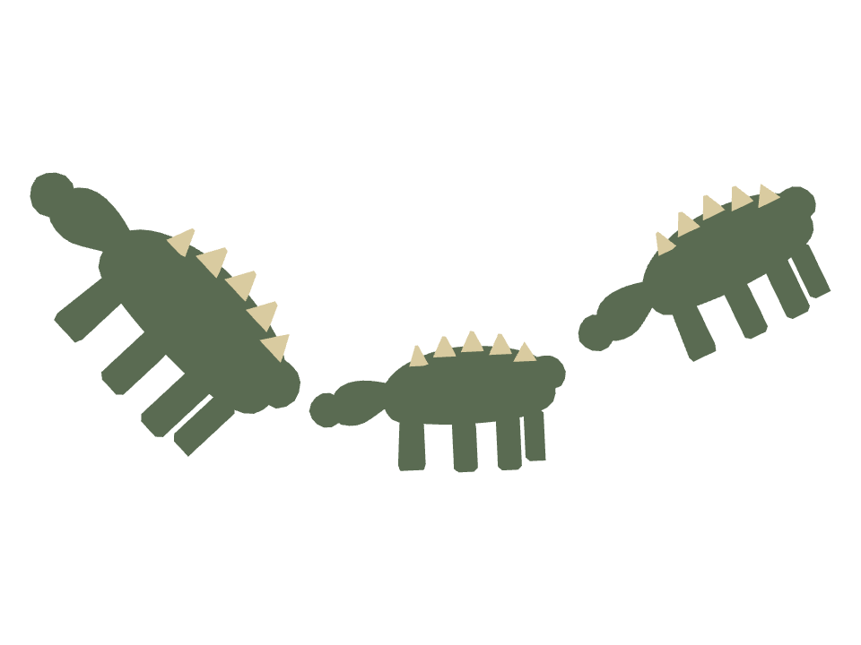 Ankylosaurus drawn along a curved stroke