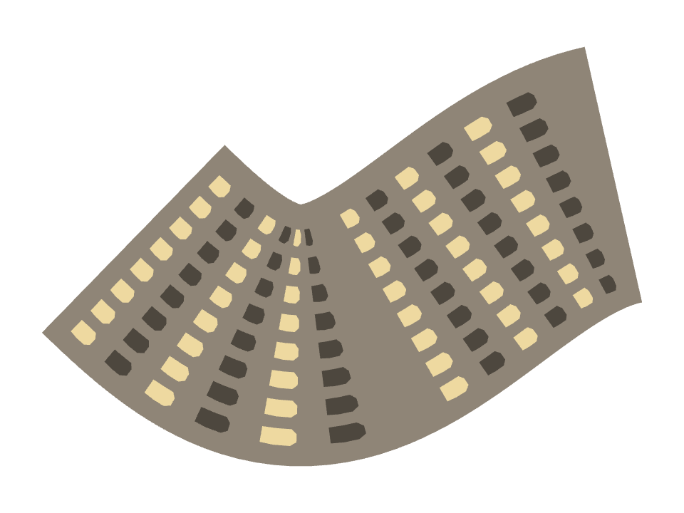 Apartment Building drawn along a curved stroke
