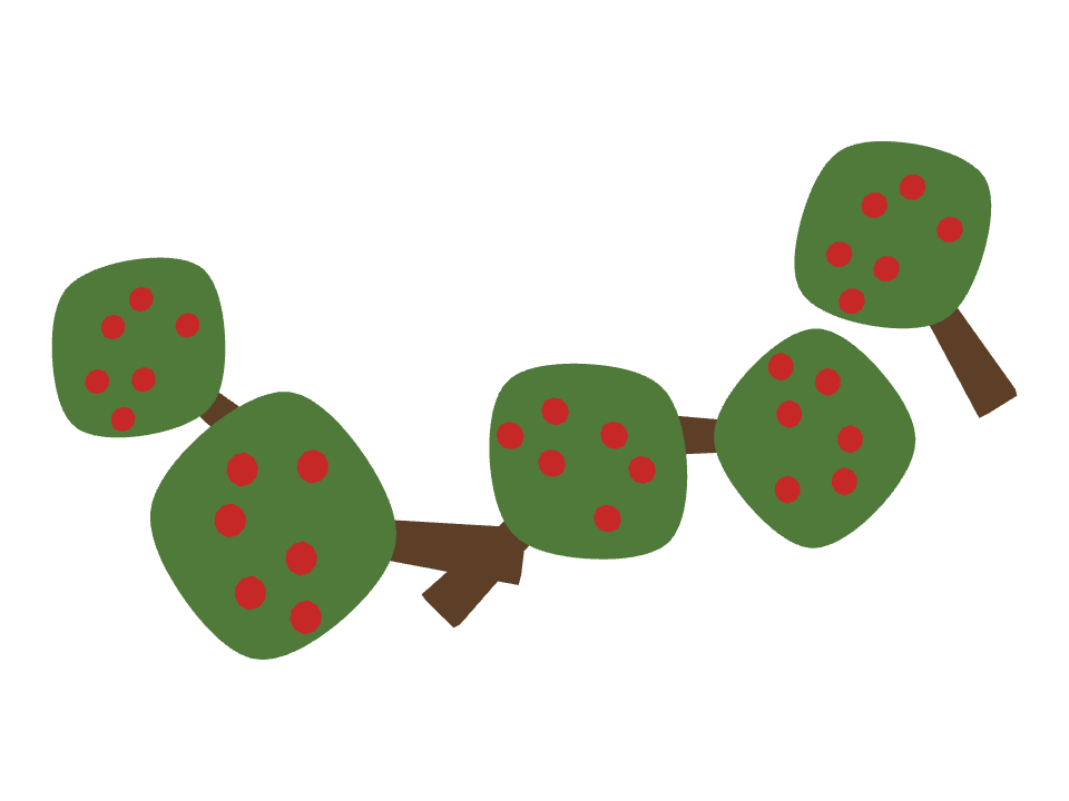 Apple Tree drawn along a curved stroke