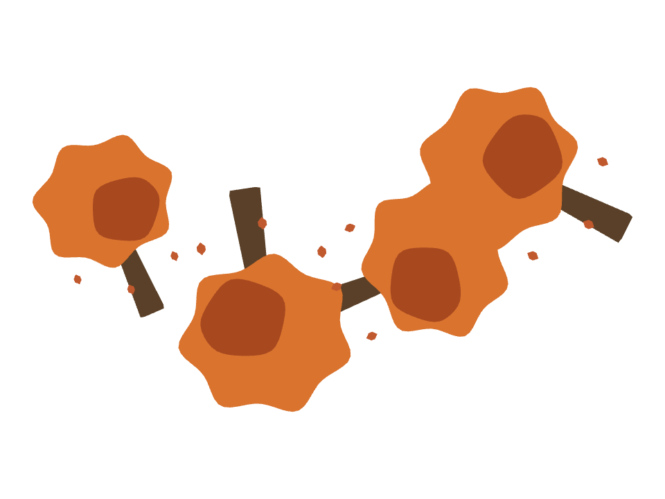 Autumn Tree drawn along a curved stroke