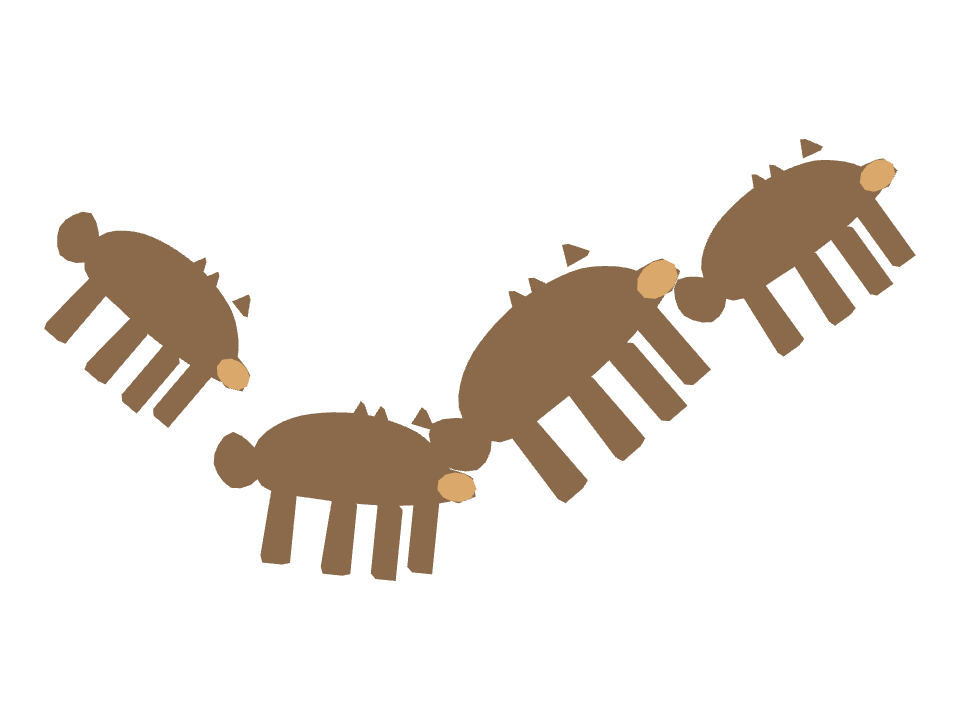 Baboon drawn along a curved stroke