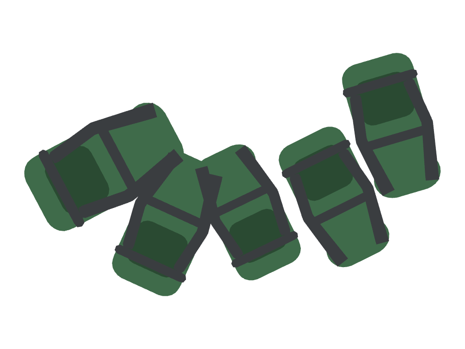 Backpacking Pack drawn along a curved stroke