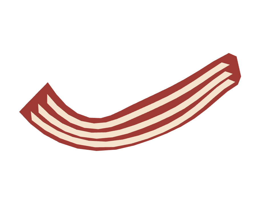 Bacon drawn along one curved stroke