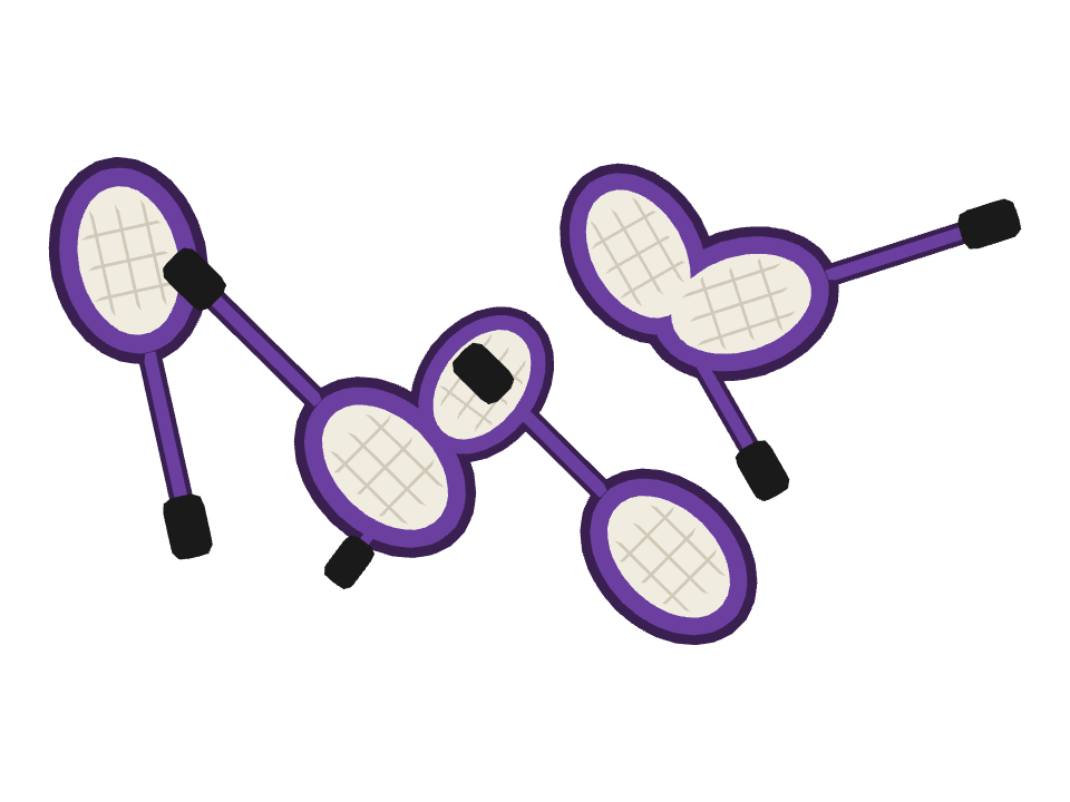 Badminton Racket drawn along one curved stroke
