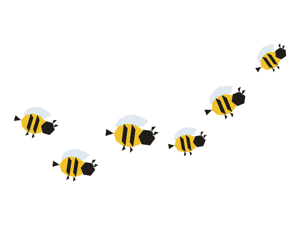 Bees drawn along one curved stroke