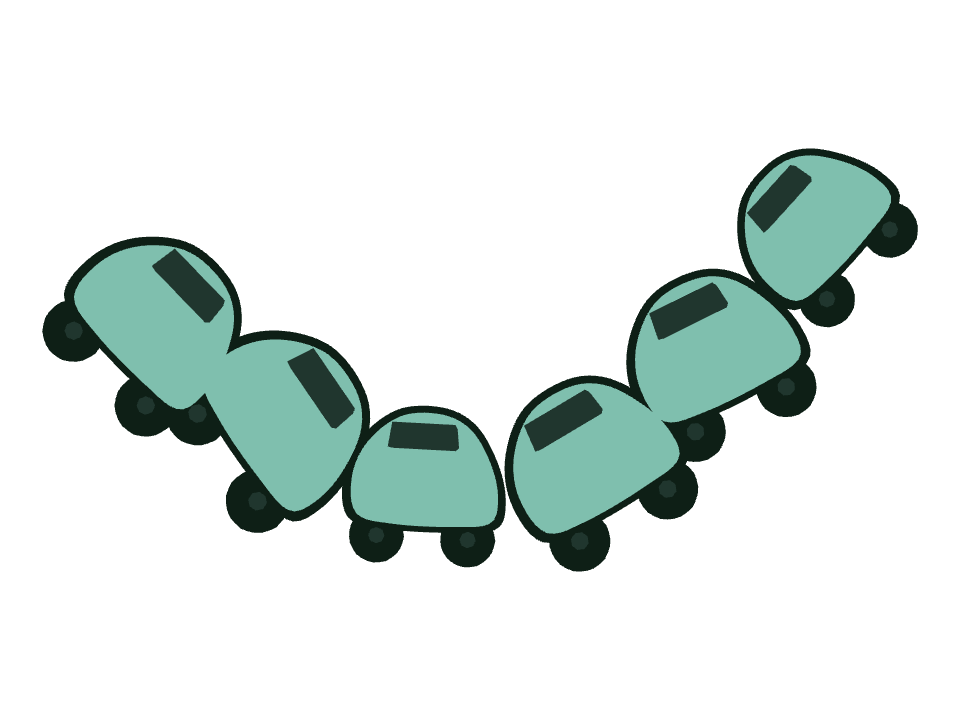 Beetle Car drawn along a curved stroke