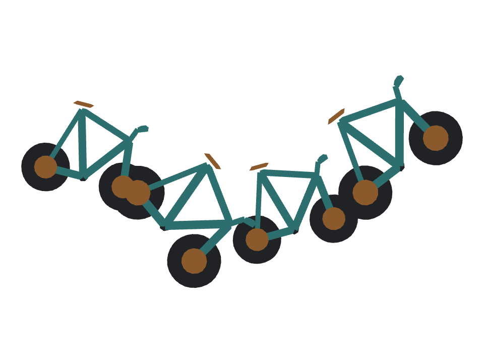Bicycle drawn along a curved stroke