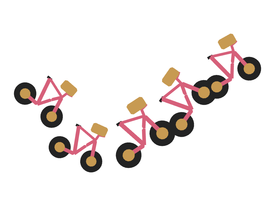 Bike With Basket drawn along a curved stroke
