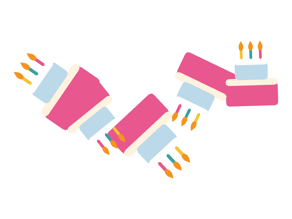 Birthday Cake drawn along one curved stroke