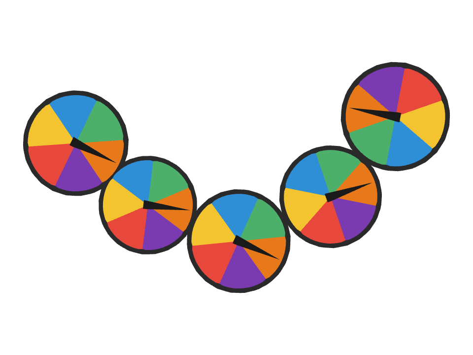Board Game Spinner drawn along a curved stroke