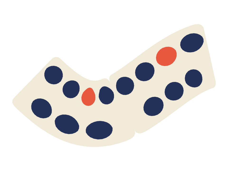 Bold Polka Dot drawn along a curved stroke