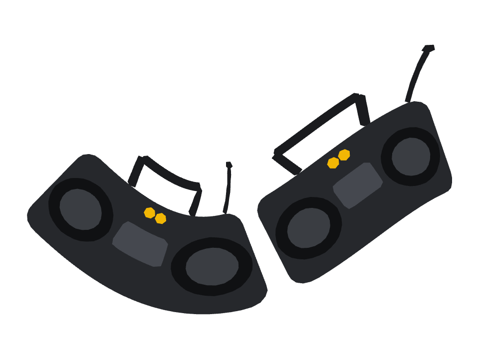Boombox drawn along a curved stroke