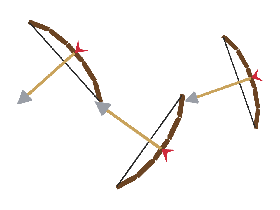 Bow and Arrow drawn along one curved stroke