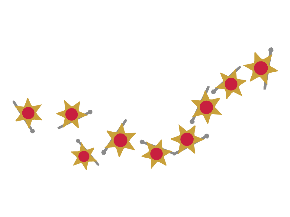 Brooch drawn along one curved stroke