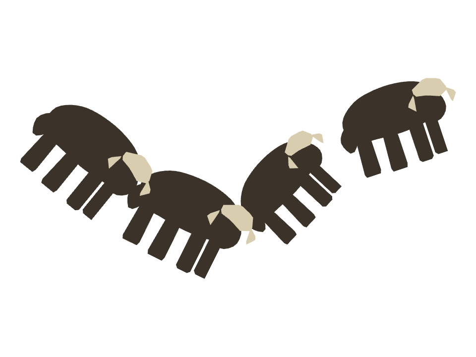 Buffalo drawn along a curved stroke