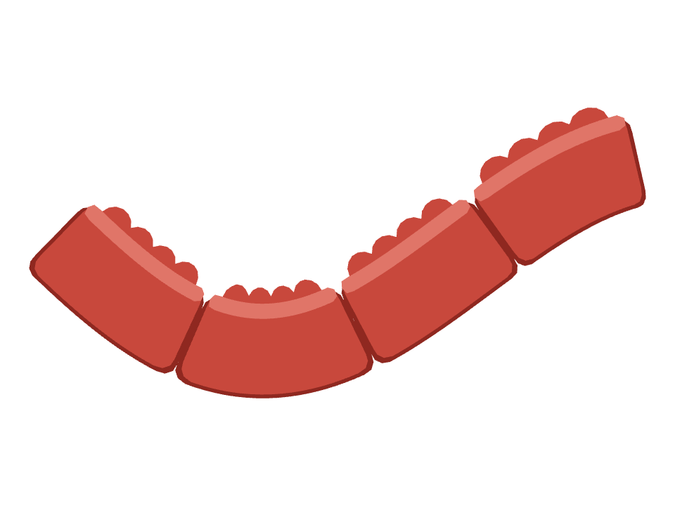 Building Block drawn along a curved stroke
