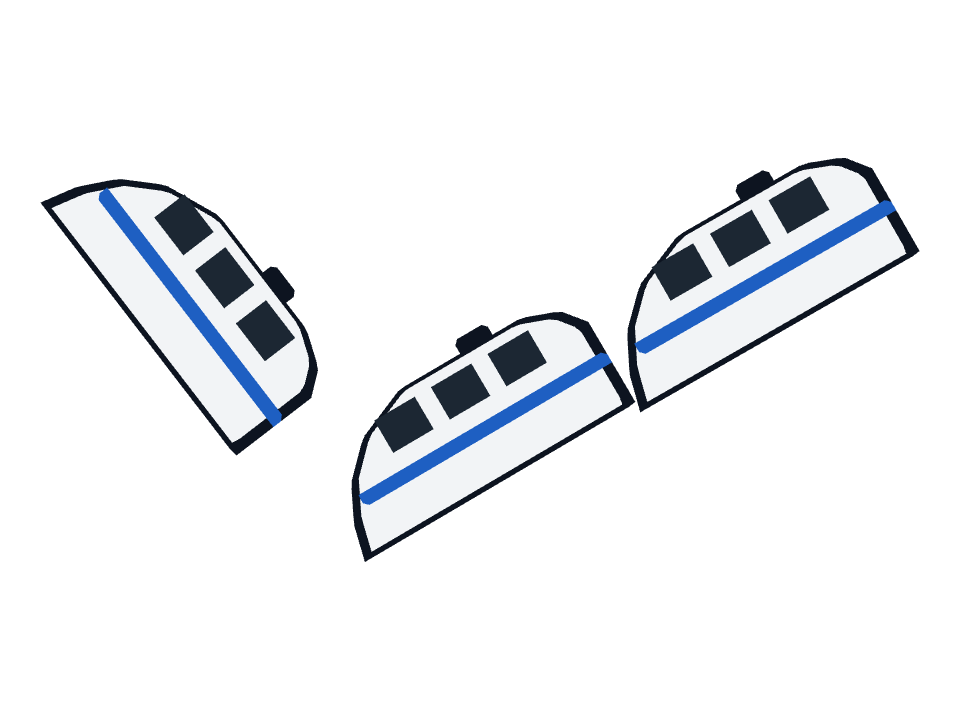 Bullet Train drawn along a curved stroke