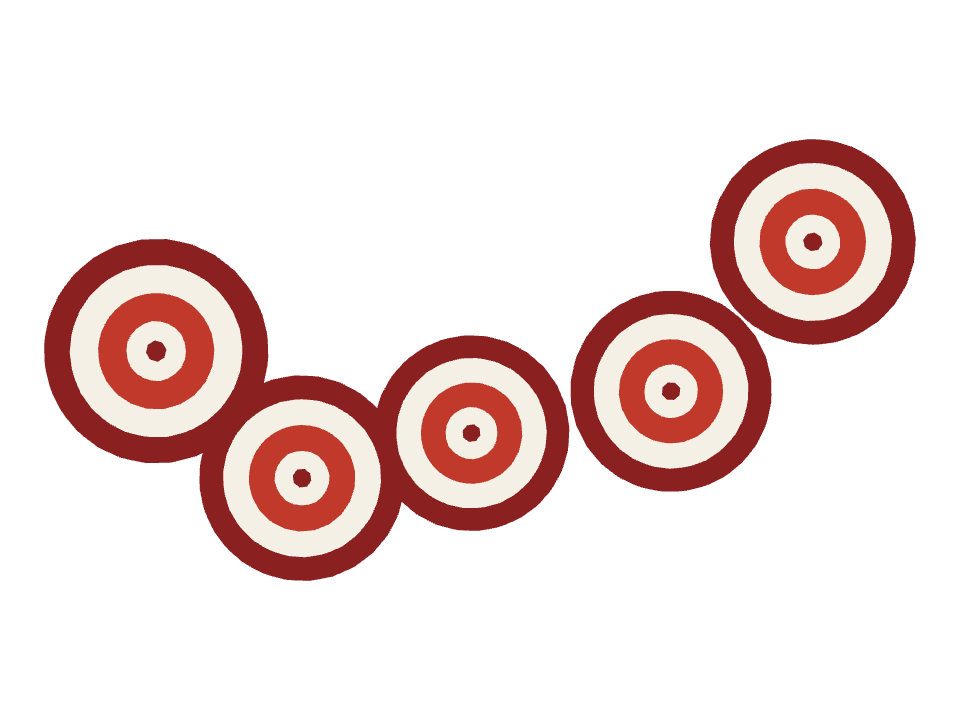 Bullseye Target drawn along a curved stroke