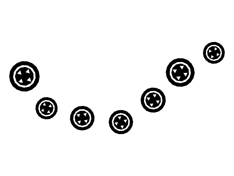 Buttons drawn along one curved stroke
