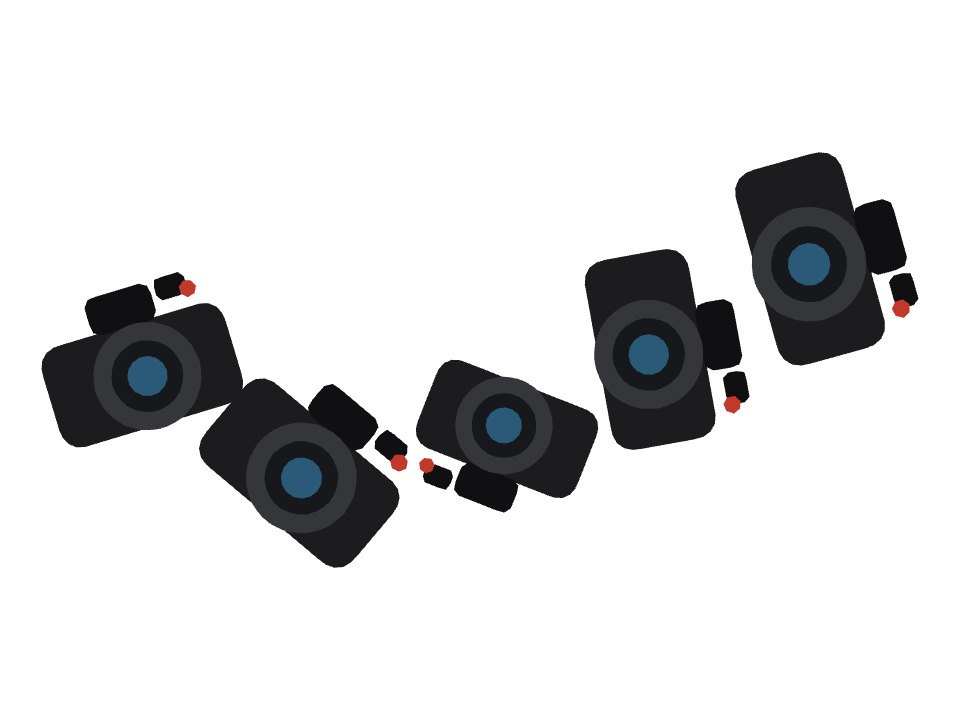 Camera drawn along a curved stroke