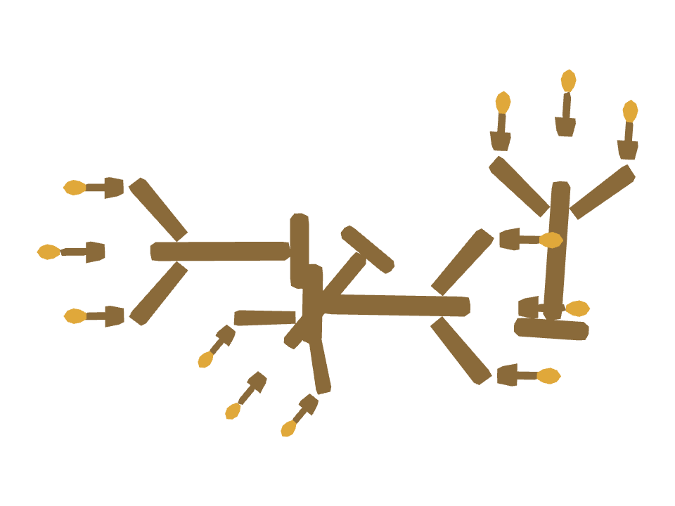 Candelabra drawn along one curved stroke