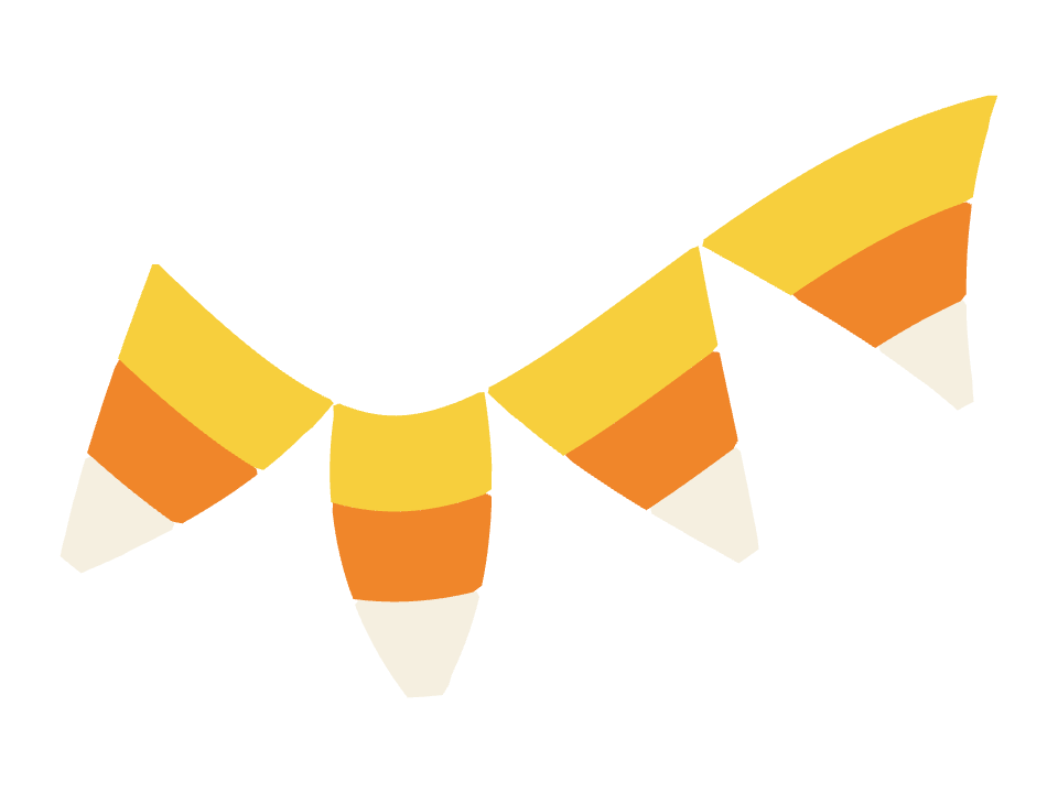 Candy Corn drawn along a curved stroke