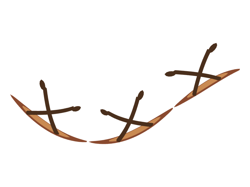 Canoe drawn along a curved stroke