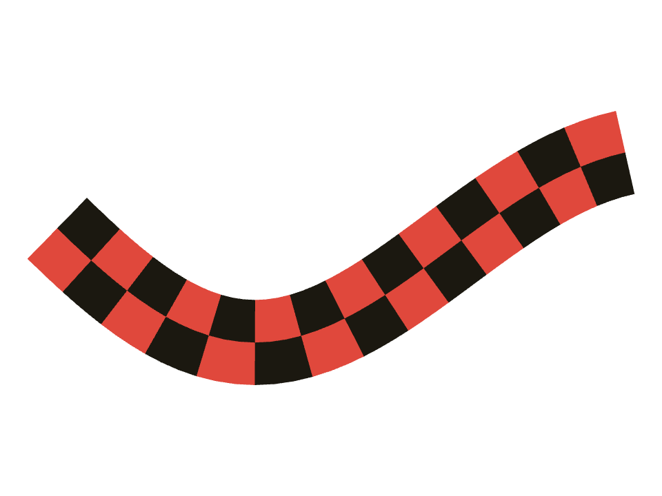 Checker band drawn along one curved stroke