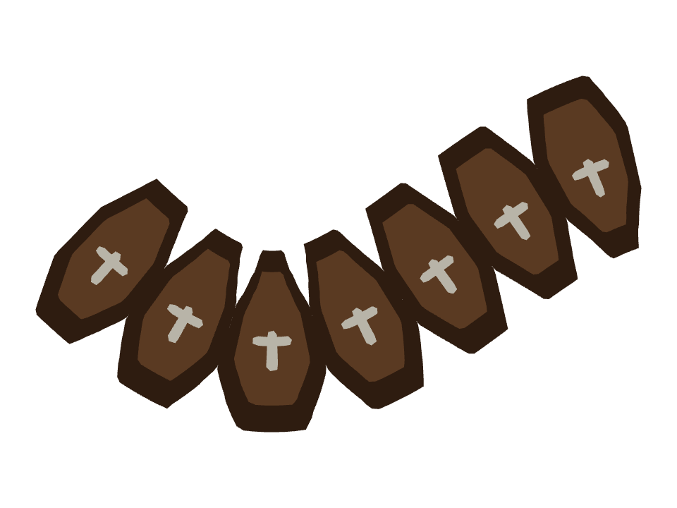 Coffin drawn along a curved stroke