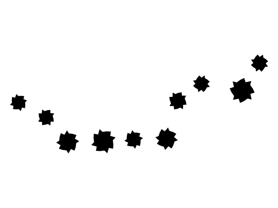 Cogs drawn along one curved stroke