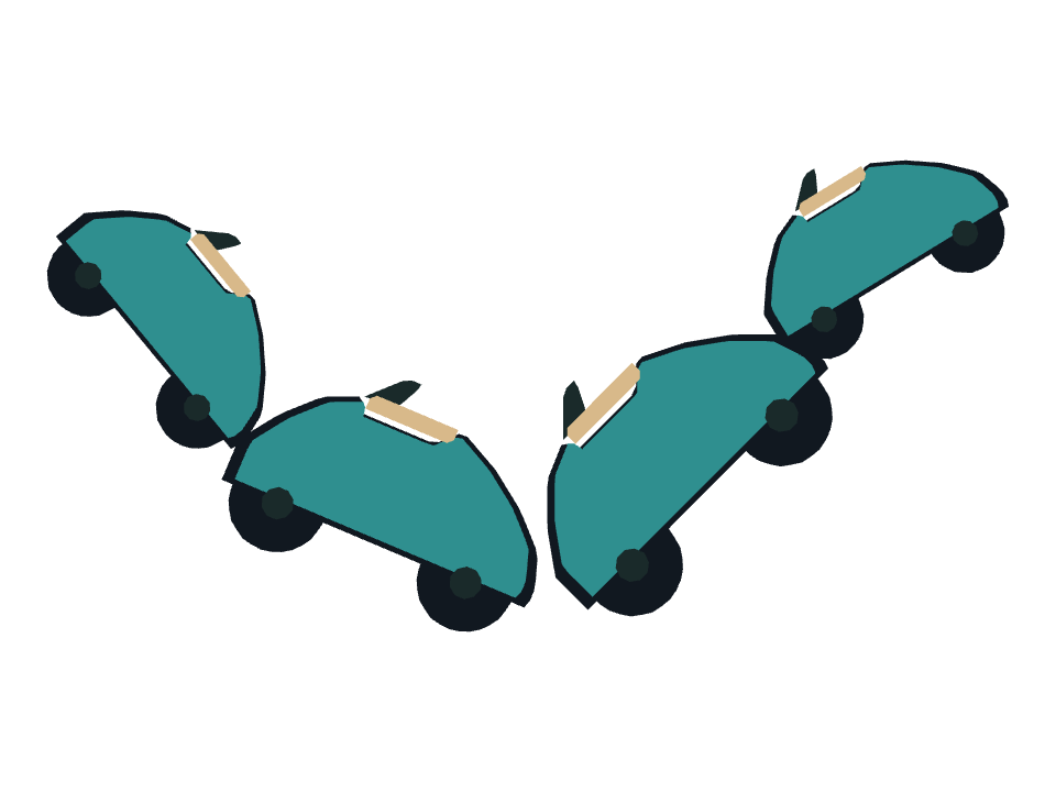 Convertible drawn along a curved stroke
