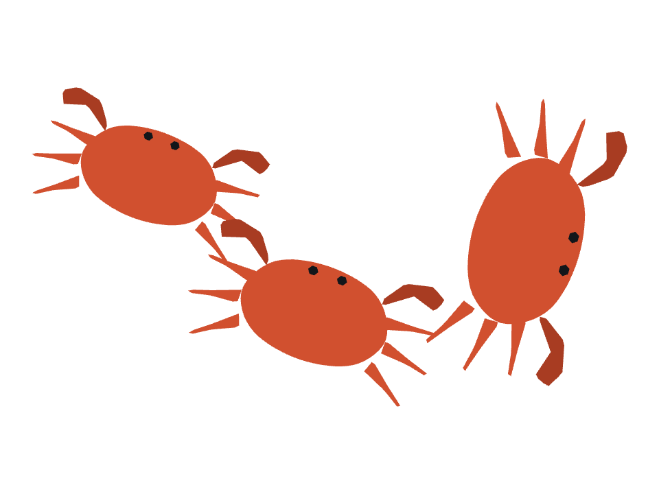 Crab drawn along a curved stroke