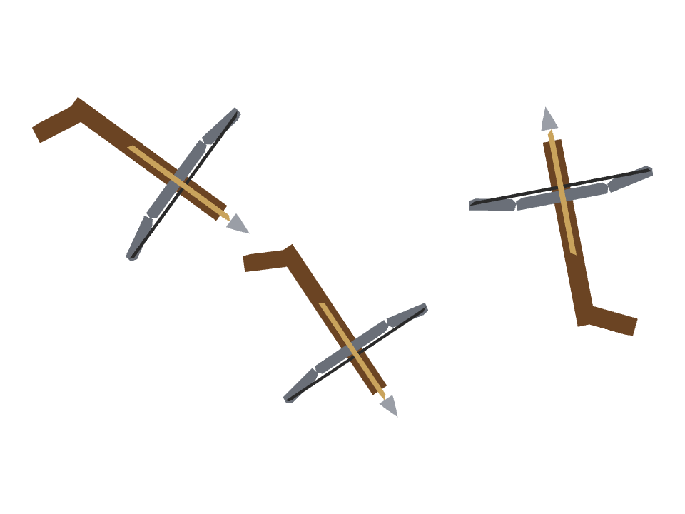 Crossbow drawn along one curved stroke