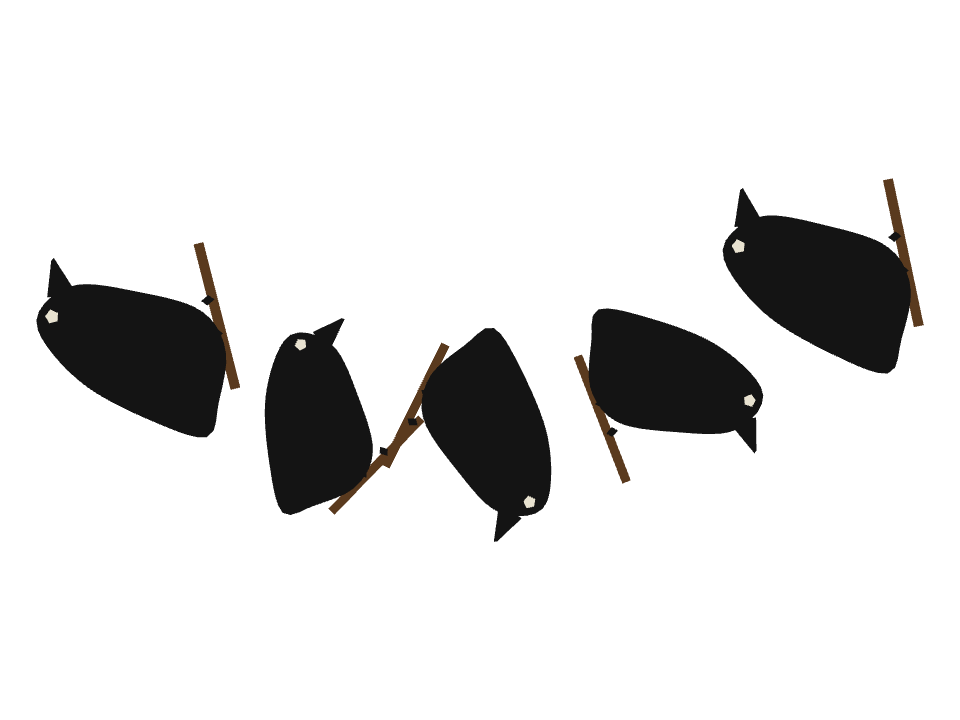 Crow drawn along a curved stroke