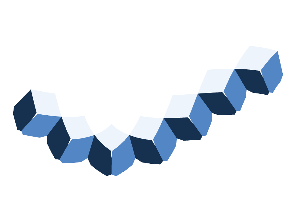 Cube row drawn along one curved stroke