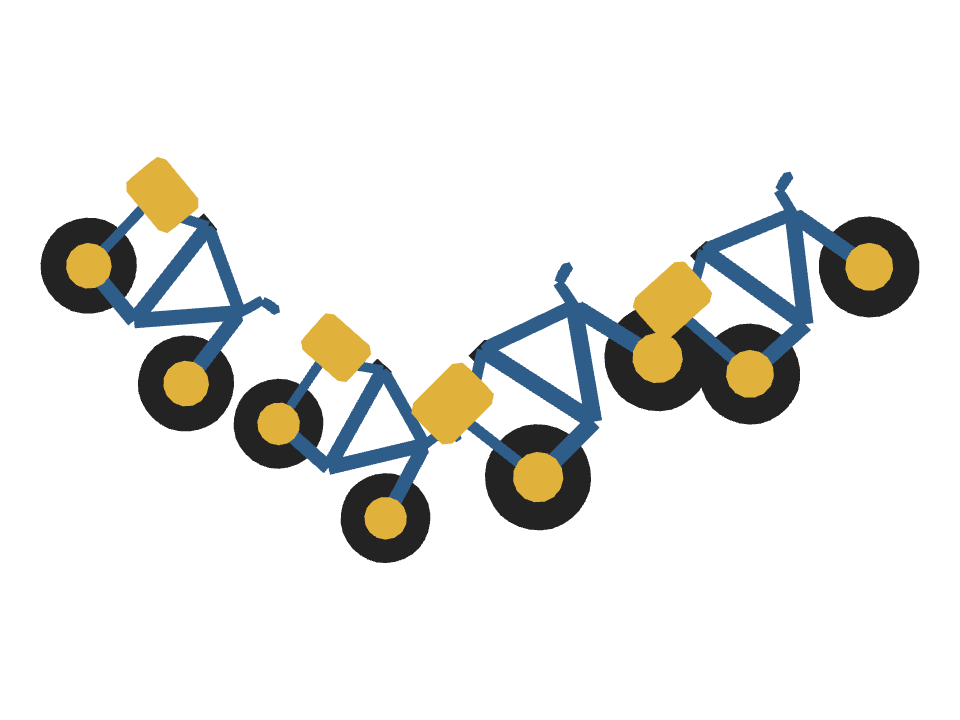 Delivery Bike drawn along a curved stroke