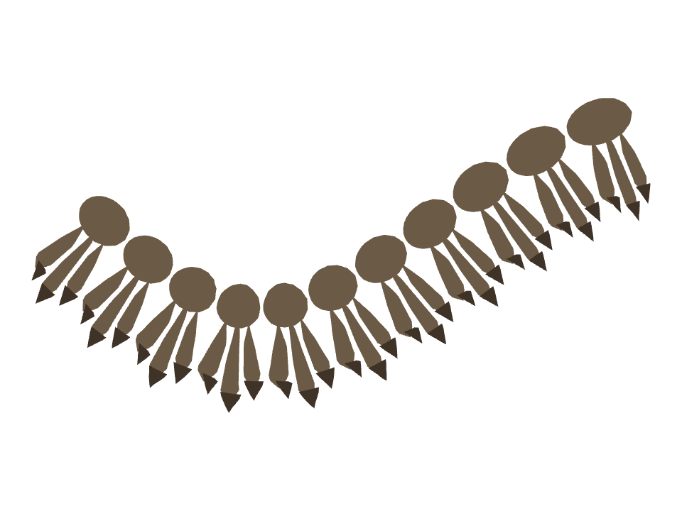 Dino Footprint drawn along a curved stroke