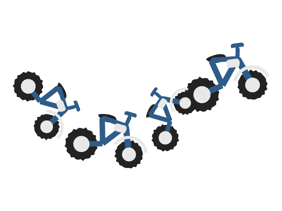 Dirt Bike drawn along a curved stroke