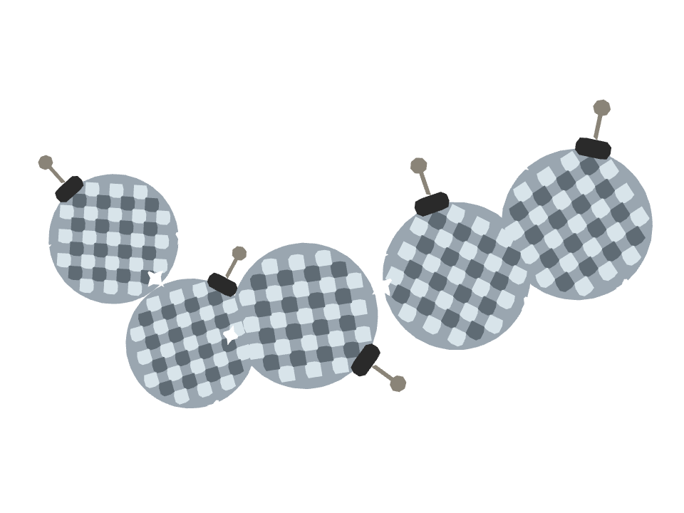 Disco Ball drawn along a curved stroke