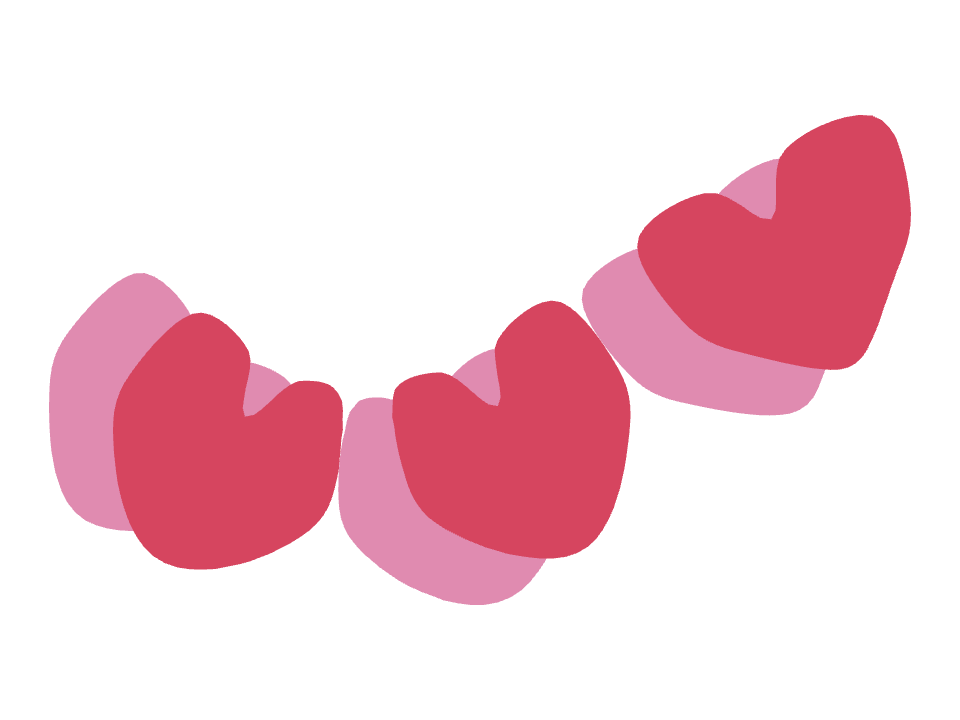 Double Heart drawn along a curved stroke
