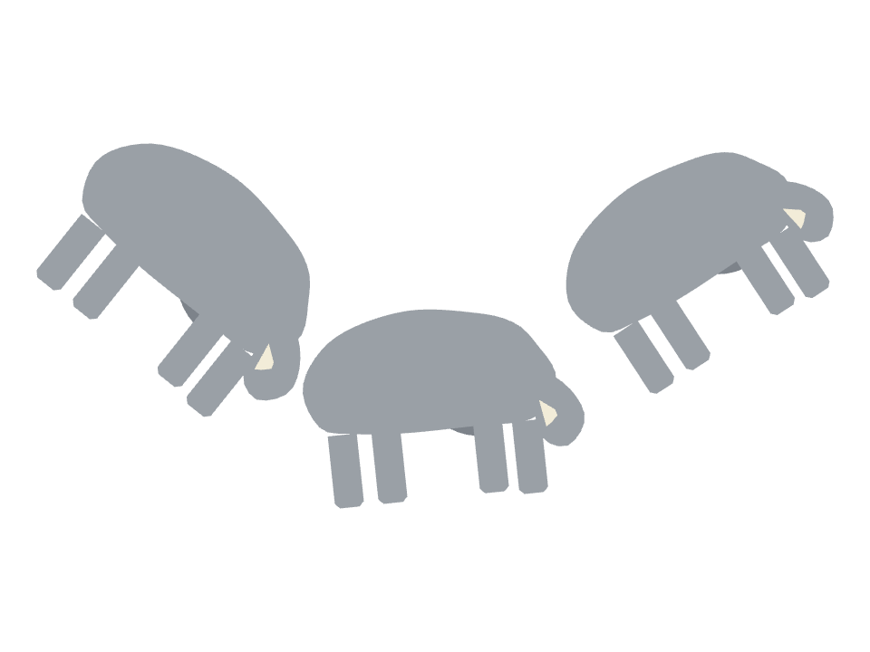 Elephant drawn along a curved stroke