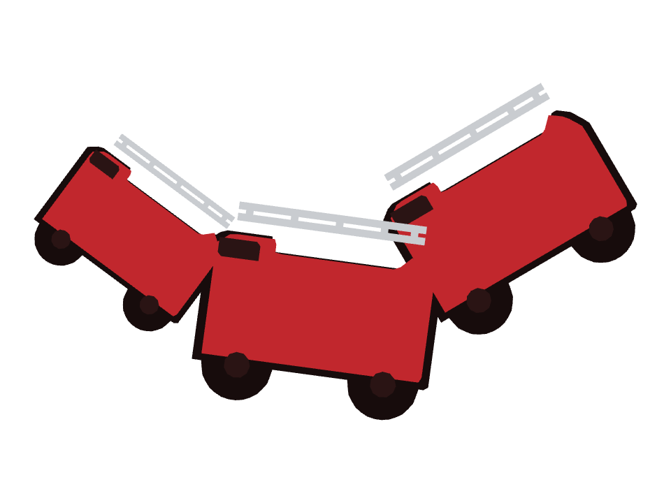 Fire Truck drawn along a curved stroke