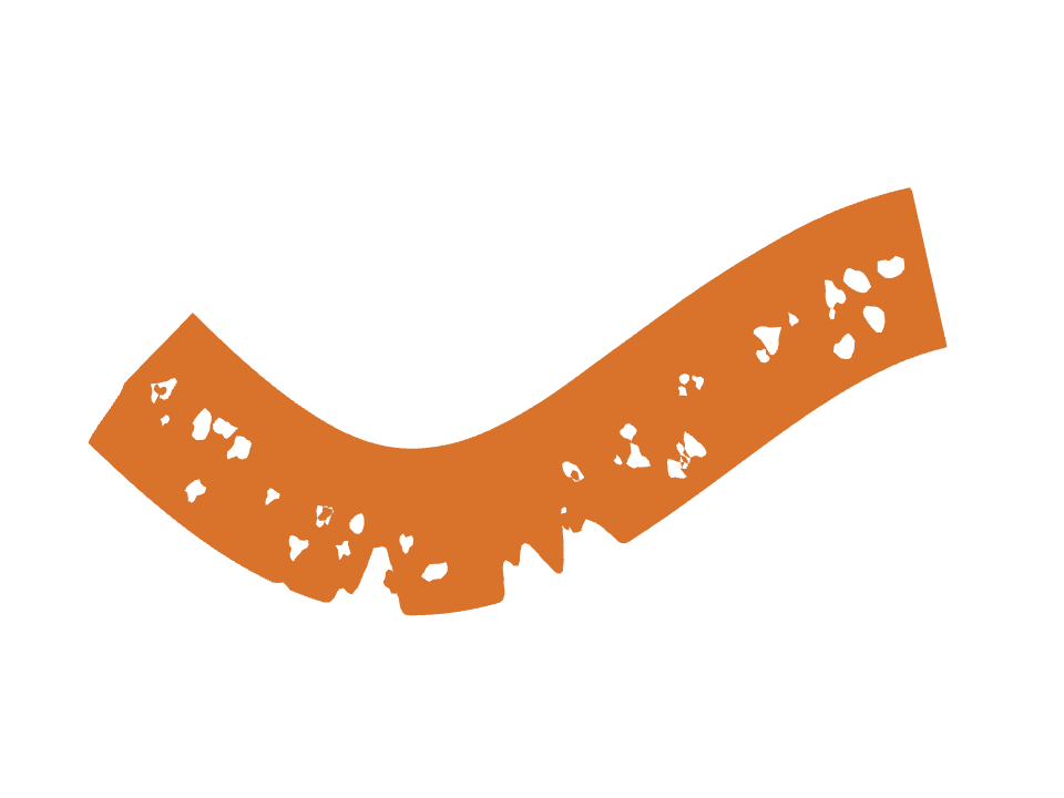 Flat wash drawn along a curved stroke