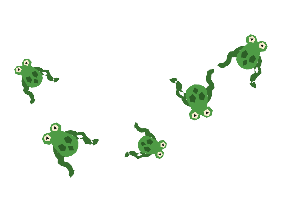 Frogs drawn along one curved stroke