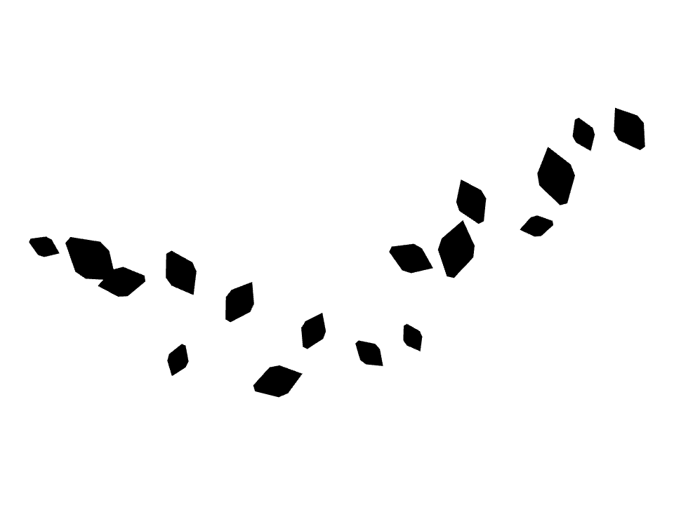 Gems drawn along one curved stroke