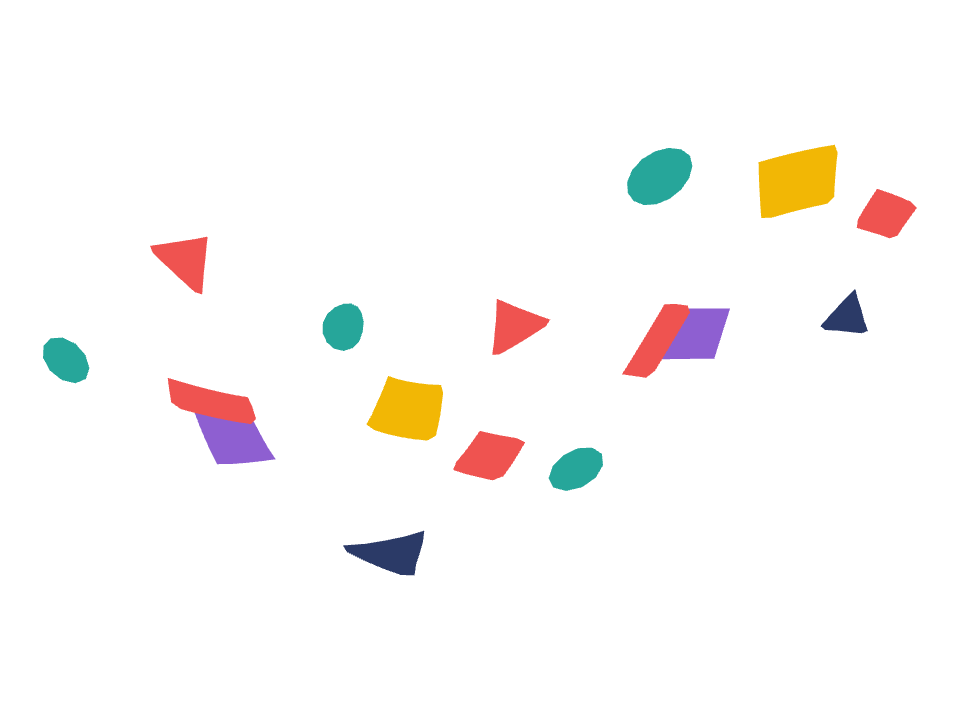 Geometric Confetti drawn along a curved stroke