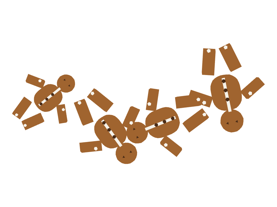 Gingerbread Man drawn along a curved stroke