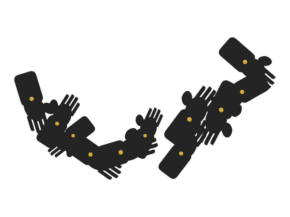 Gloves drawn along a curved stroke
