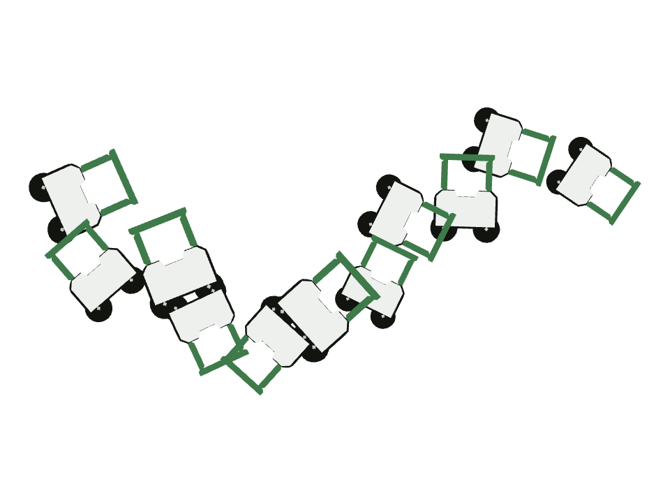 Golf Cart drawn along a curved stroke