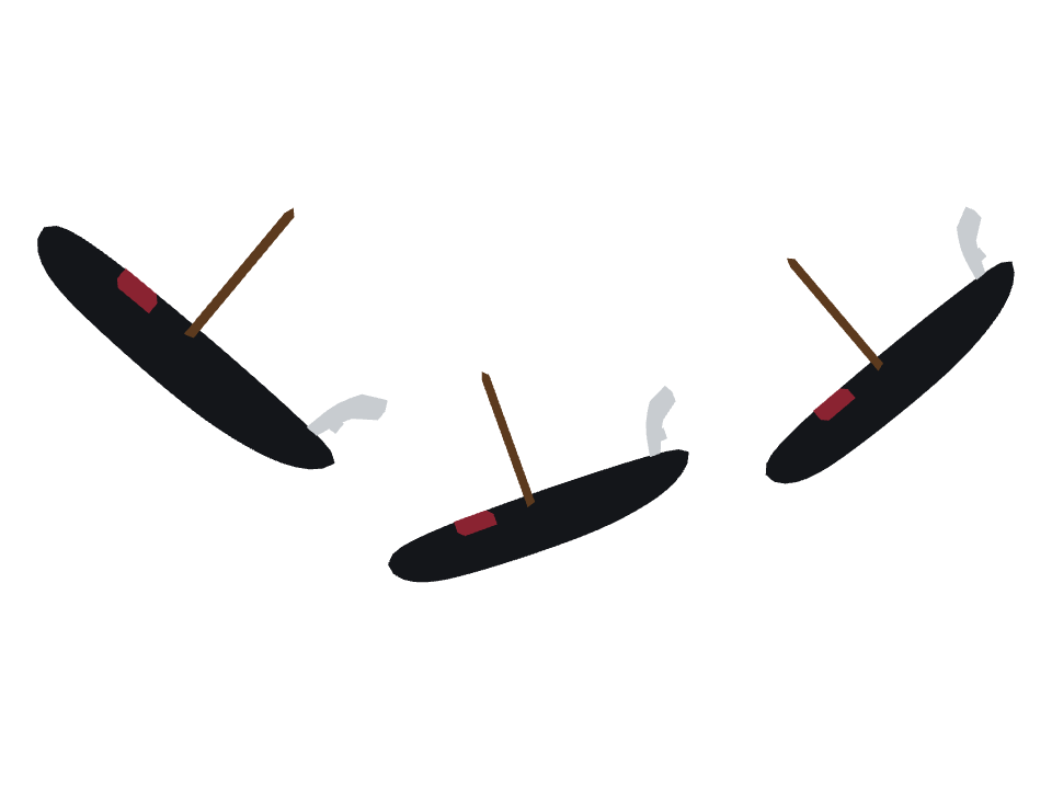 Gondola drawn along a curved stroke
